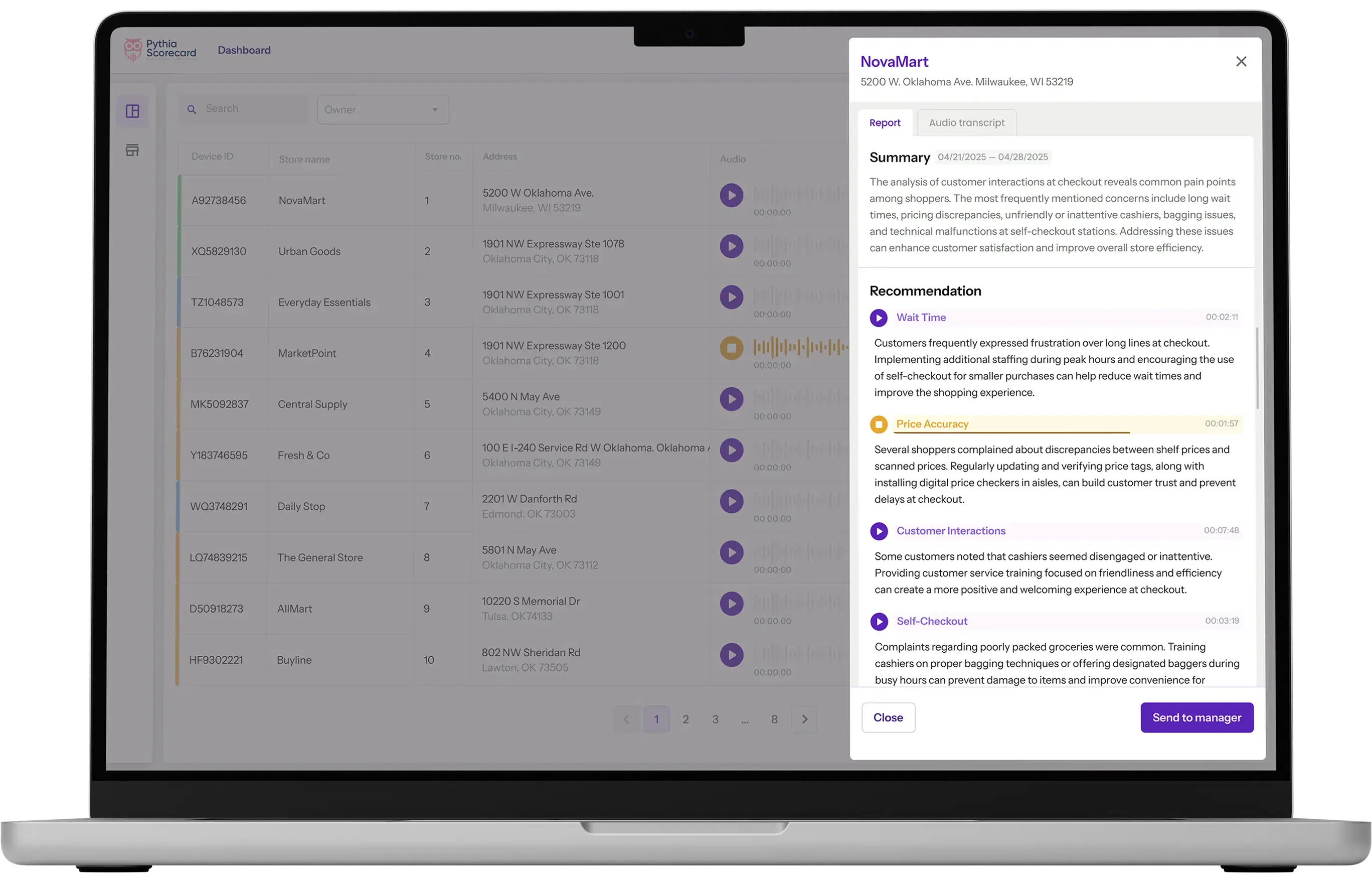 Pythia dashboard, always-on retail insights at checkout